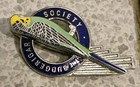 Vintage Budgerigar Society Enamel Pin Badge Butler