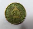 Finland Large Brass 20 Markaa Coin 1934 Rampart Lion With Sword Scarce