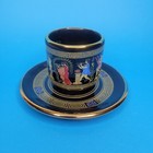 Hand Made In Greece In 24 K Gold Tea Cup   Saucer Greek Mythology Gold Black