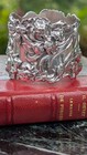 Antique Sterling  High Relief Orchid Flower Napkin Ring By Woodside Silver Co