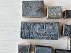 Letterpress Printer Metal   Wood Print Blocks Cuts Lot Of 24 Various Subjects