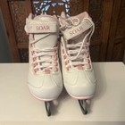 Riedell Girls Figure Ice Skates Pink White Size 2 Jr Lace Up With Ankle Strap