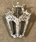 Vintage Architectural Salvage Wrought Iron Interior Ceiling Fixture White Metal