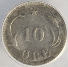 Rare Date 1884 Vf30 Details-cleaned Anacs Denmark Silver 10 Ore 3b