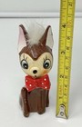 Vintage Figurine Christmas Reindeer Deer Big Eyes Mid Century Flaw Repairs Seen