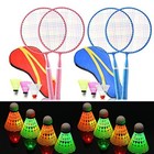2 Pairs Badminton Rackets Set For Children Kid Shuttlecocks Sports Nylon Alloy 