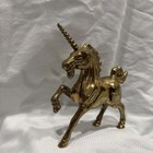 Vintage Prancing Brass Unicorn Figurine Statue Decor 6 Inches Tall