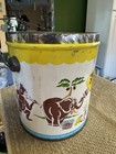 Vintage 1950s Shedds Peanut Butter Tin Pail Bucket Circus Animals Handle No Lid