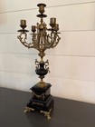 Antique French Bronze 5-arm Empire Candelabra W  Slate Base Ornate