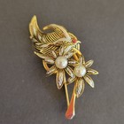 Vintage Gold Tone Bamboo Bar Pin Brooch Chinese Character Charms 3 22  Length