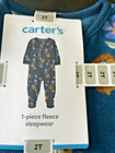 Carters Toddler Girls Long Sleeve Fleece Zip Footie Sleepwear 2t Teal Floral Bxb