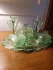 Vintage 7 Piece Bagley   Co Glass Dressing Table Set