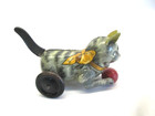 1930s Marx Tin Litho Wind Up Toy Cat Playing With Ball Works