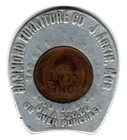 1925 Hammond  In Hammond Furniture Encased Lucky Wheat Penny - Horseshoe Token