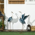 Outsunny 2pcs Heron Garden Statues Metal Yard Art Bird Sculptures  Blue