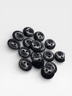 Vintage Round Black Buttons Triangle Carved Geometric Buttons Lot Set Two Hole