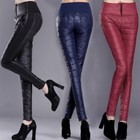Women High Waist Pencil Pants Trousers Padded Quilted Skinny Oversized Warm