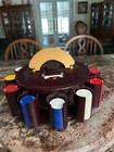 Vintage Turnit Mfg Co Poker Chip   Cards Caddy 1950s Marbled Bakelite With Chips