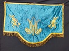 Antique French Metallic Embroidered Velvet Panel Needlework Embroidery Textile