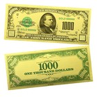 10pcs With Envelope Collectibles Money Us 1000 Dollars Gold Foil Banknotes