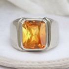 Citrine Emerald Cut Gemstone With 925 Sterling Silver Ring For Men s  872