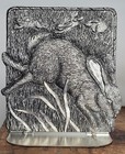 Vintage Pair Of 1991 Metzke Pewter Company Running Field Rabbits Bookends
