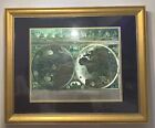 Vintage Blaeu Old World Map Gold And Blue green Foil With Gold Frame 31   l X 16   h