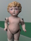 3 75  Antique German All Bisque Doll Painted Face Blonde Molded Hair  sf