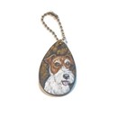 Fox Terrier Dog Keychain Hand Painted  Charm Key Tag Ornament