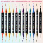 24 Colors Nail Art Markers Pens Set Quick-drying  12pcs-dual 
