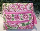 Vera Bradley Pocket Wallet Petal Pink Bca Id Pocket Zippered Coin Compartment