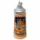 Vtg Western Germany Beer Stein Pewter Hinged Lid 8    German Motto
