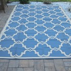 Blue Beige Geometric Pattern Outdoor Rug Foldable With Carry Bag Rectangle
