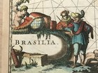 Brazil 1673 Arnoldus Montanus Large Unusual Antique Engraved Map 17th Century