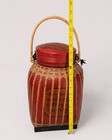 Vintage Burmese Myanmar Style Red Lacquer Bamboo Rattan Lidded Basket Handle