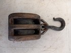 Antique Ships 12  X 4 5  X 4 5  Iron   Wood Double Block Pulley  Steel Sheaves