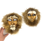 Vtg Native Alaskan Inuit Mabel Burris Caribou Fur Hide Mask Inupiat Set Of 2
