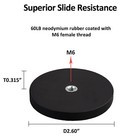 4pcs Rubber Coated Round Magnet 60lbs  M6 Female Threaded Magnetic Mounting