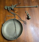 Hanging Brass Balance Beam Arm Scale W  6  Pan   Sliding Weight - Nice  Antique 
