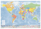 Geometro Giant World Map  39 X 55  Full Lamination With Sticker Pins For Marking