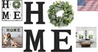 Wood Home Sign Wall Decor With Eucalyptus Wreath Rustic Farmhouse Style