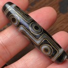 Tibetan Buddhism Agate Inlaid Gold Wire 9 Eye Totem Dzi Bead Amulet Pendant G042