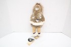 Vintage Inuit Doll Eskimo Native American Fur Leather Carved Head 14 5  Original