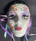 Vintage New Orleans Mardi Gras Ceramic Painted Masked Face 7  X 5  Signed