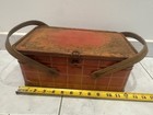 Vintage 1950s Plaid Metal Picnic Basket Tin