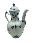Royal Copenhagen Coffee Pot With Lid 10  Blue Lace White Fluted