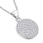 Sterling Silver White Clear Cz Round Clover Stud Earrings Pendant Necklace Set