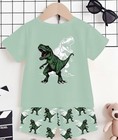 Kids Dinosaur 2-piece Shorts Set T-shirt   Shorts 3-4y Summer Green White Black