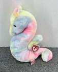 Ty Buddy Buddies Pastel Coral Tie Dye Fish   Sea Horse Plush 10    Stuffed Animal