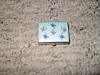 Vintage Guilloche Enamel Pill Snuff Box Trinket Rectangle Blue Pink Flowers
